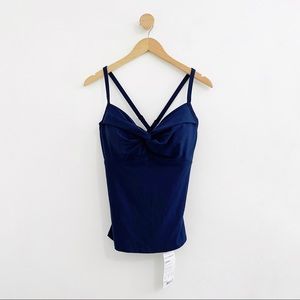 Athleta Women’s NWT Navy Twist Up Tankini Top Medium Support Size 36D/DD